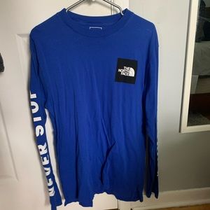 North face blue long sleeve shirt